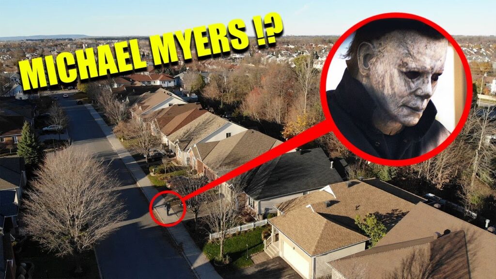 DRONE CATCHES MICHAEL MYERS TRICK OR TREATING ON HALLOWEEN!! (HE ATTACKED A TRICK OR TREATER!!)